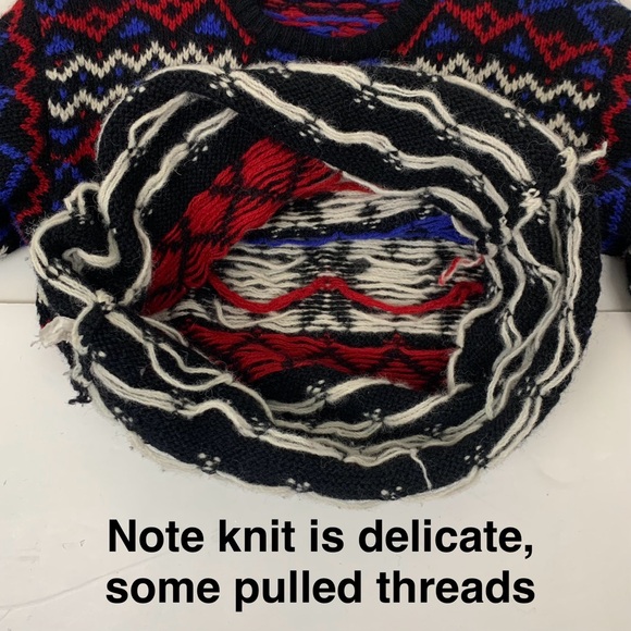 Vintage 80s Eddie Bauer 100% Wool Sweater Fair Isle Ski Men M Black Label Nordic - Picture 7 of 16